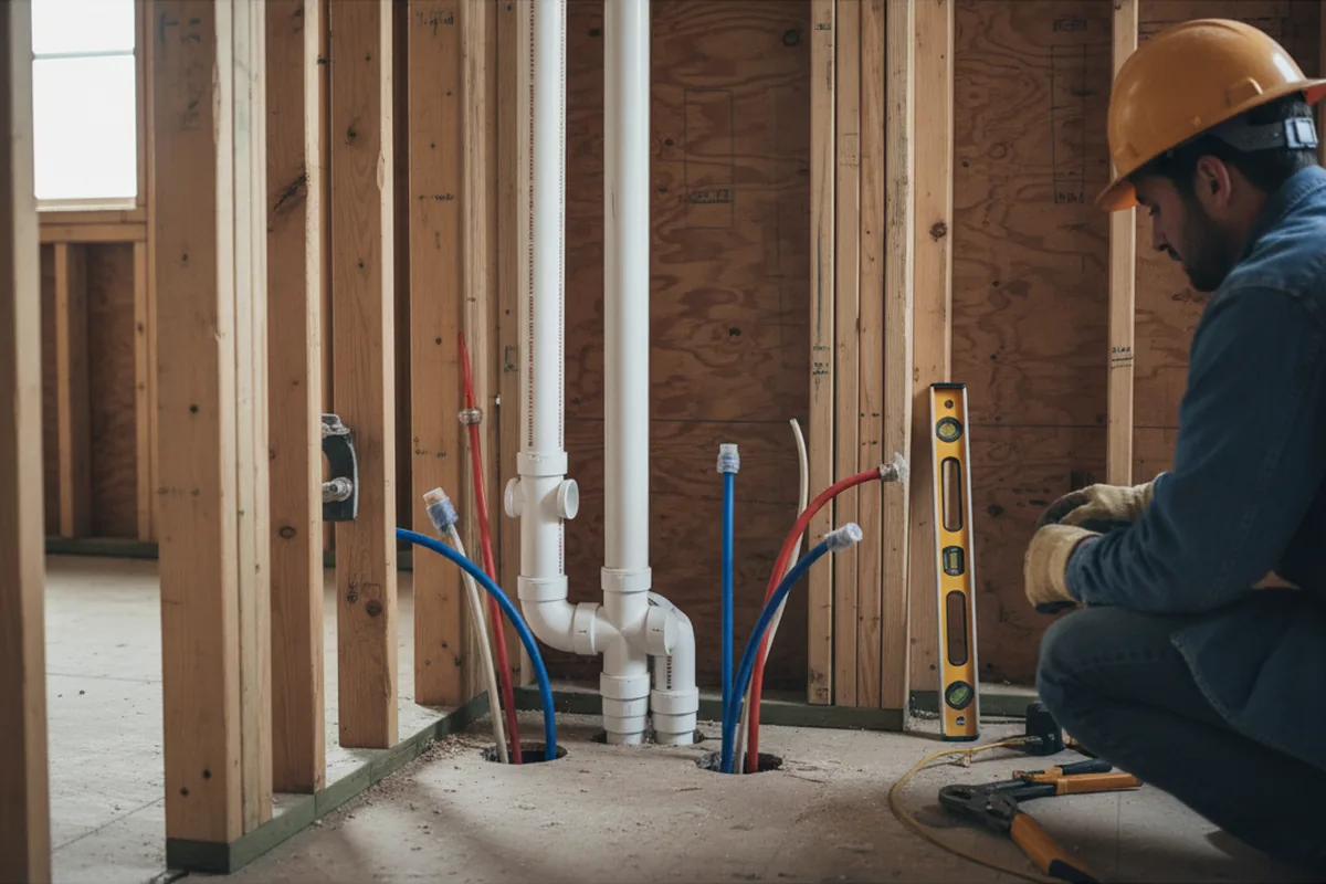 Drain and supply rough-in during Drain Cleaning in Applegate